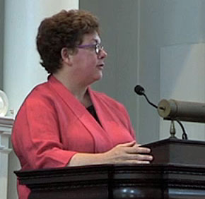 Amherst College President Biddy Martin addresses alumni on May 31, 2014. (Click image for video)